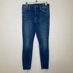 Mother High Waisted Looker Ankle Fray Denim Jeans EUC Sz 29 Stretch